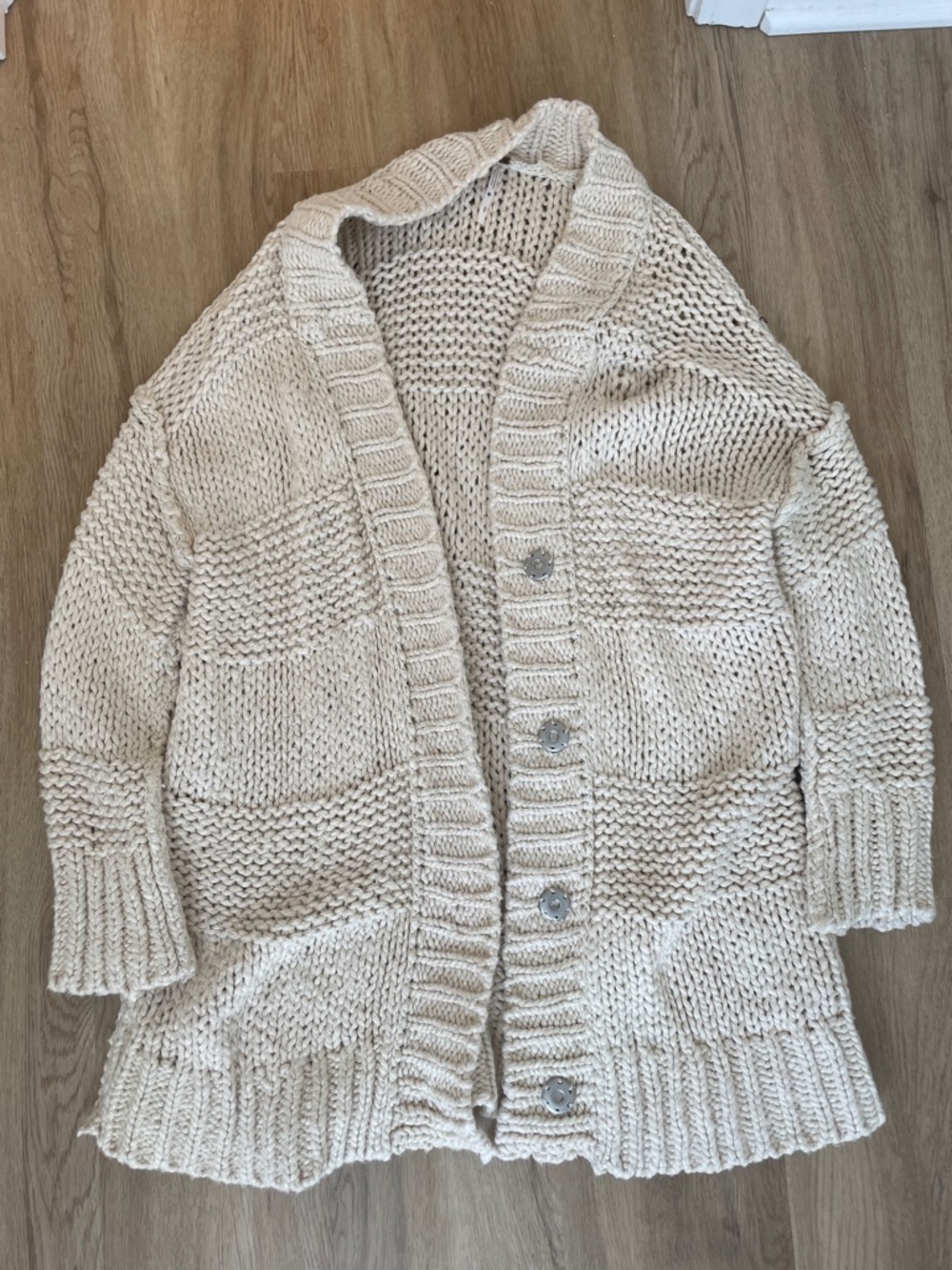 Free people Chunky Open-Knit Cardigan Sweater in Cream